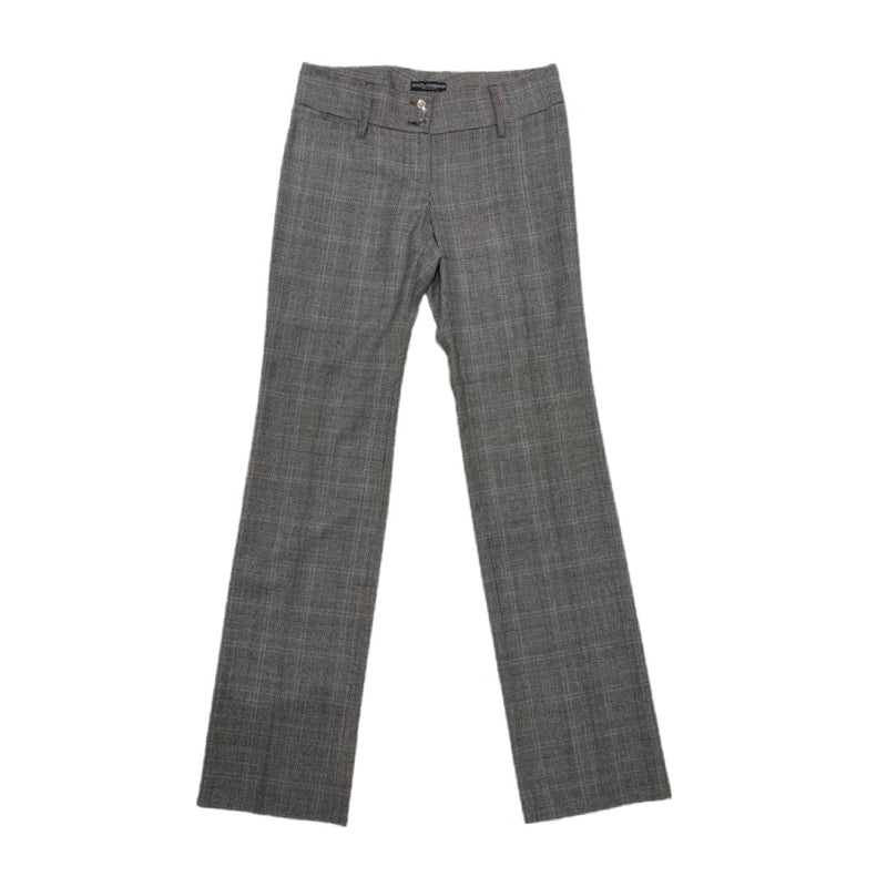 pre-loved DOLCE & GABBANA grey checked viscose trousers | Size IT42