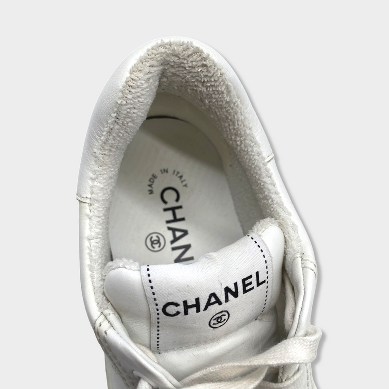 CHANEL white leather sneakers