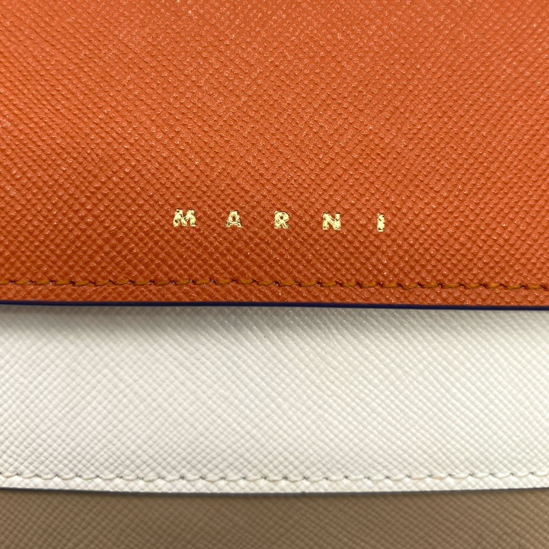pre-loved MARNI beige orange and white saffiano leather handbag