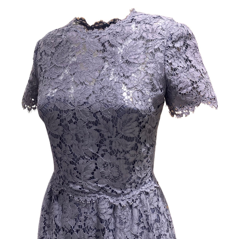 pre-loved VALENTINO steel blue lace cotton dress | Size IT38
