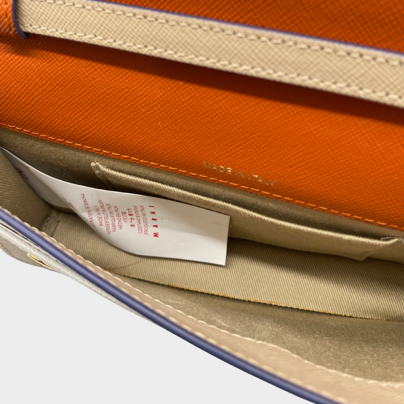 MARNI beige orange and white saffiano leather handbag