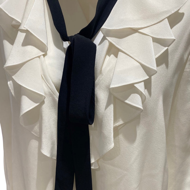 pre-loved CHLOÉ black and ecru silk ruffled blouse | Size FR36