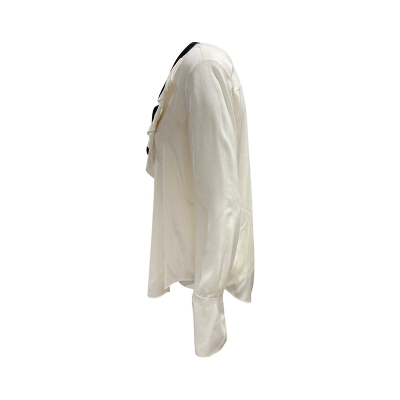second-hand CHLOÉ black and ecru silk ruffled blouse | Size FR36