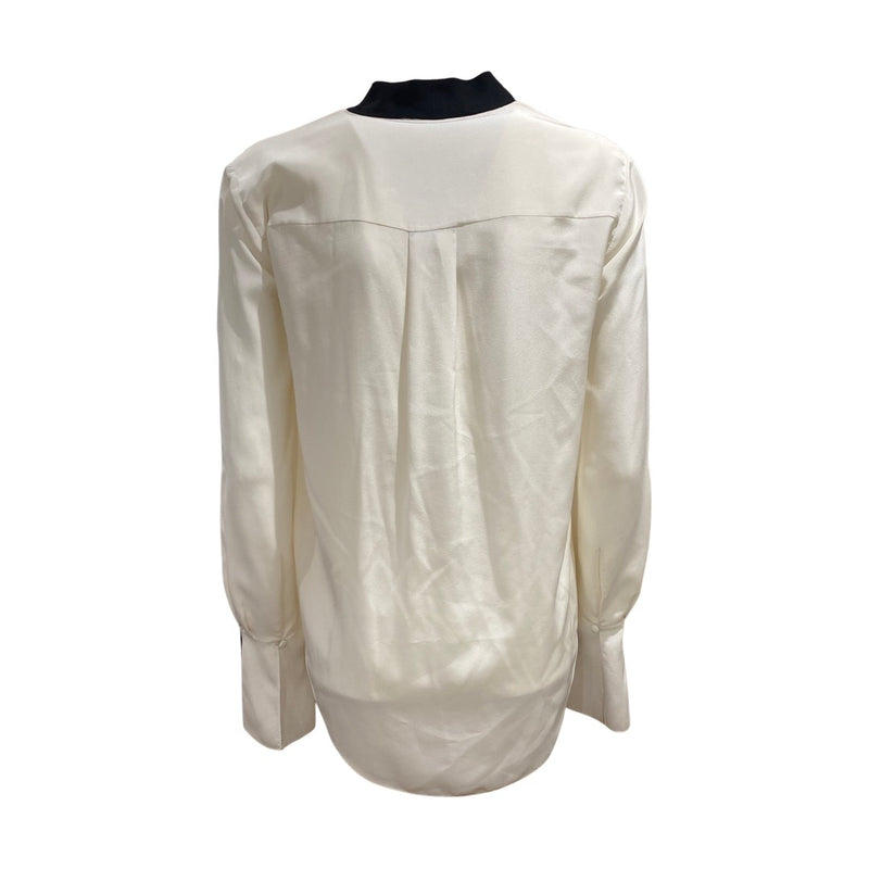 CHLOÉ black and ecru silk ruffled blouse