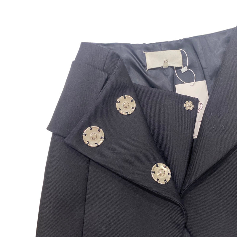 MAISON MARGIELA navy asymmetrical woolen mini skirt