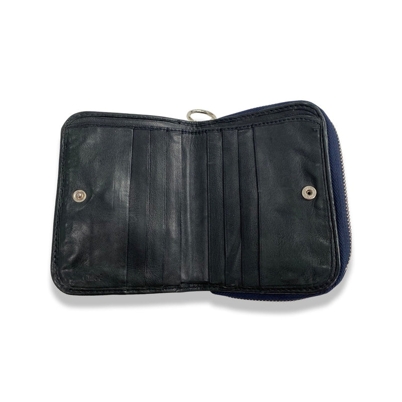 CHLOÉ navy metallic leather wallet