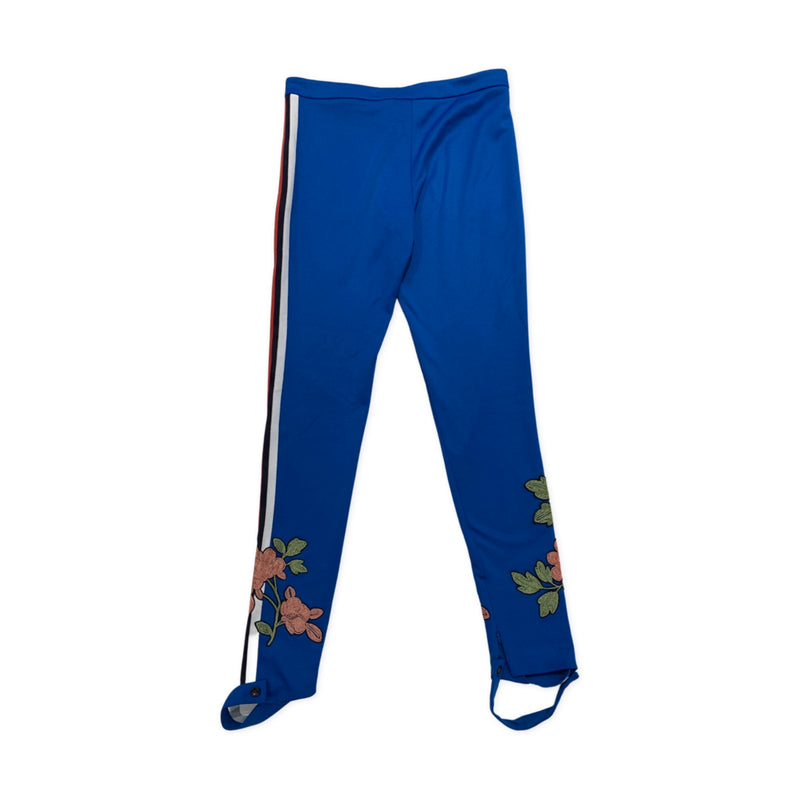 GUCCI stirrup blue embroidered jersey leggings