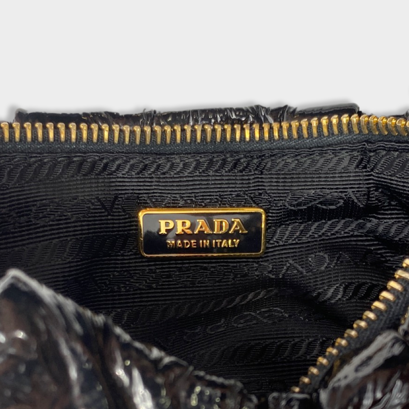 PRADA black patent leather pouch