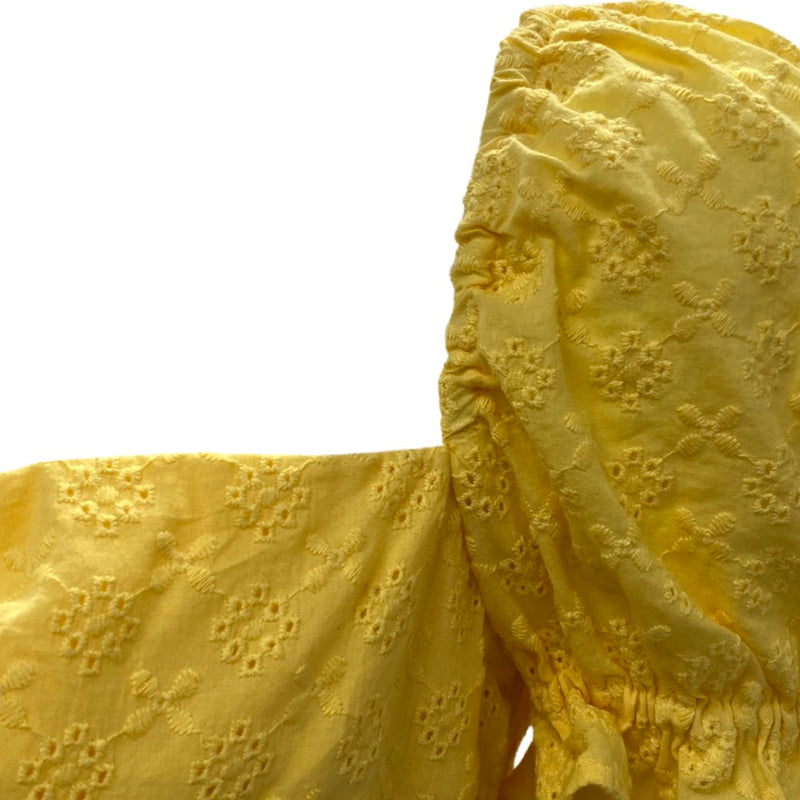LA SEMAINE yellow cotton crochet mini dress