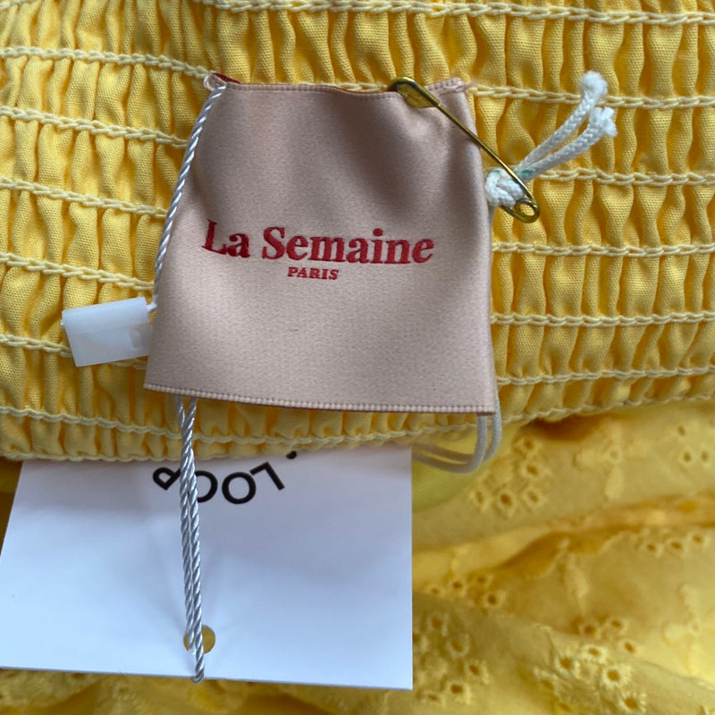 LA SEMAINE yellow cotton crochet mini dress