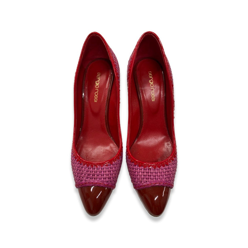 SERGIO ROSSI red and fuchsia leather pumps