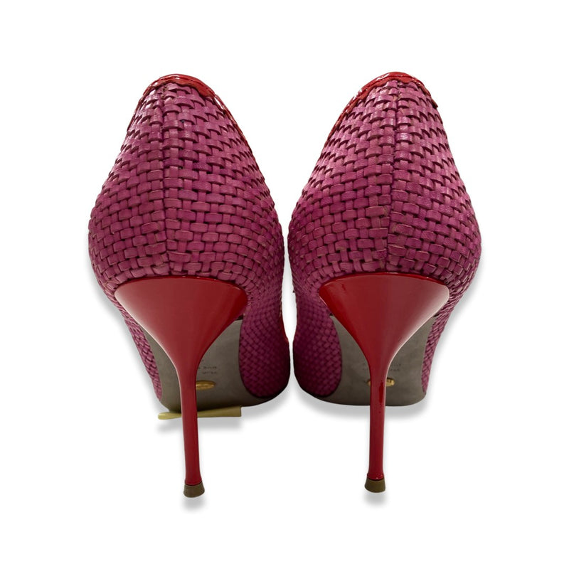SERGIO ROSSI red and fuchsia leather pumps