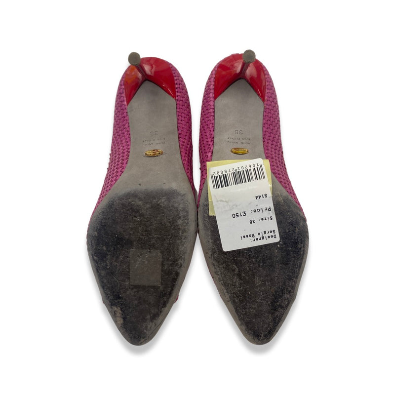 SERGIO ROSSI red and fuchsia leather pumps
