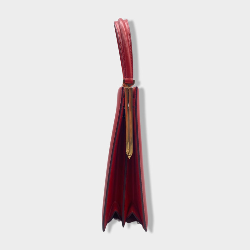 CÉLINE orange-red leather handbag clasp with gold hardware