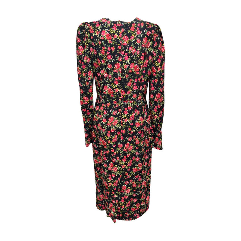 pre-loved DOLCE&GABBANA black and red floral print viscose dress | Size IT40
