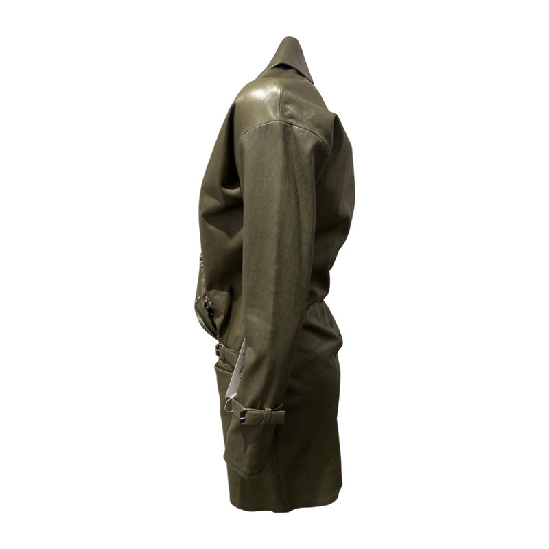 second-hand JITROIS khaki studded leather dress | Size FR36