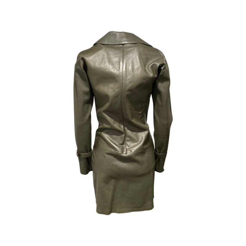JITROIS khaki studded leather dress
