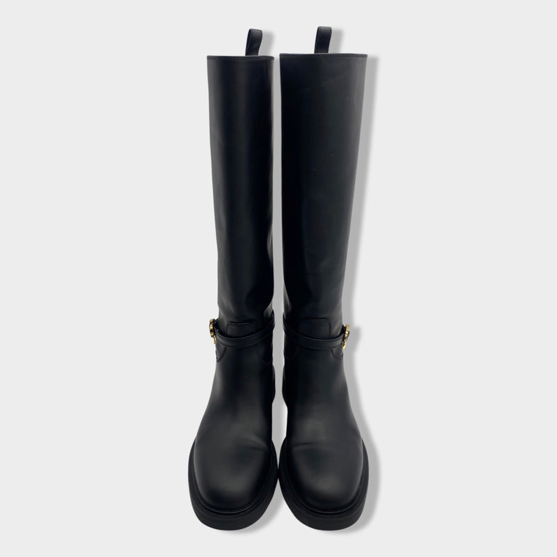 second-haand GIANVITO ROSSI black Ribbon Cavalier leather boots | Size EU37 UK4