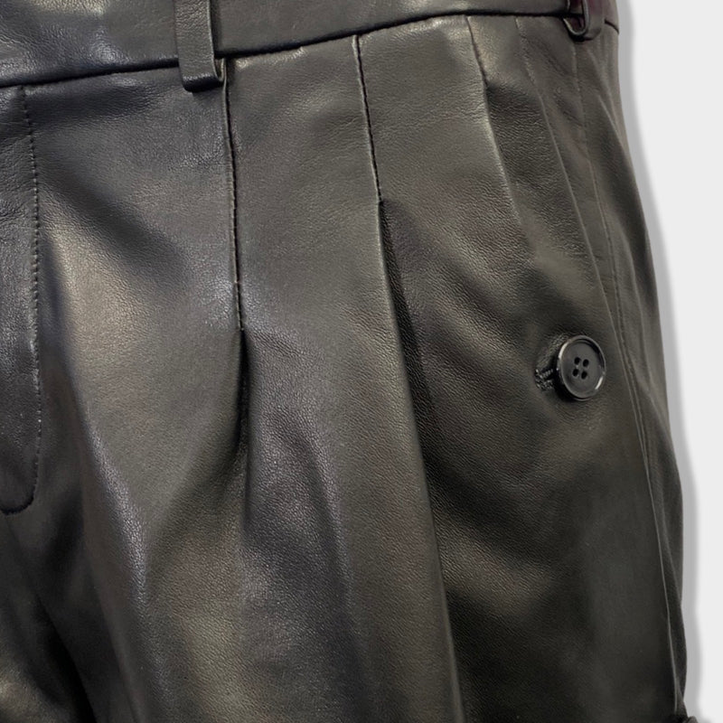second-hand SAINT LAURENT black leather shorts | Size FR38