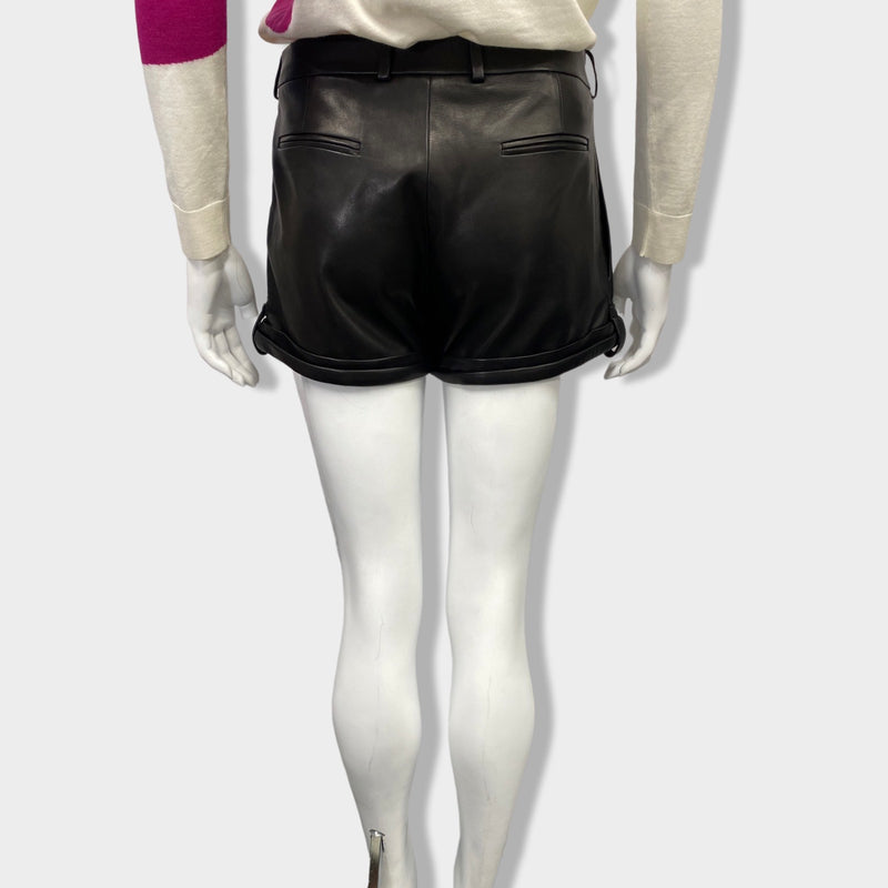 SAINT LAURENT black leather shorts