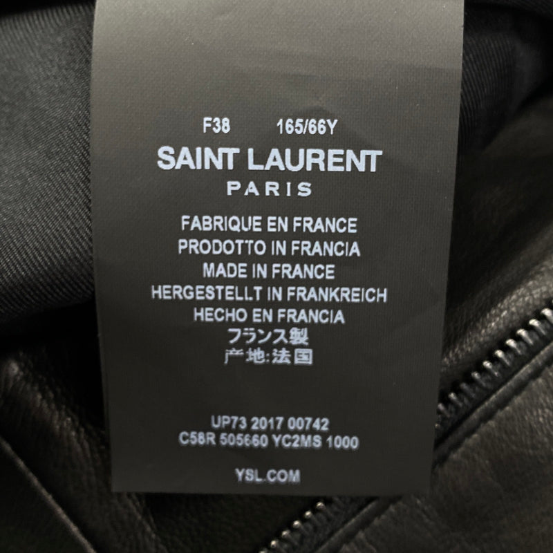 SAINT LAURENT black leather shorts