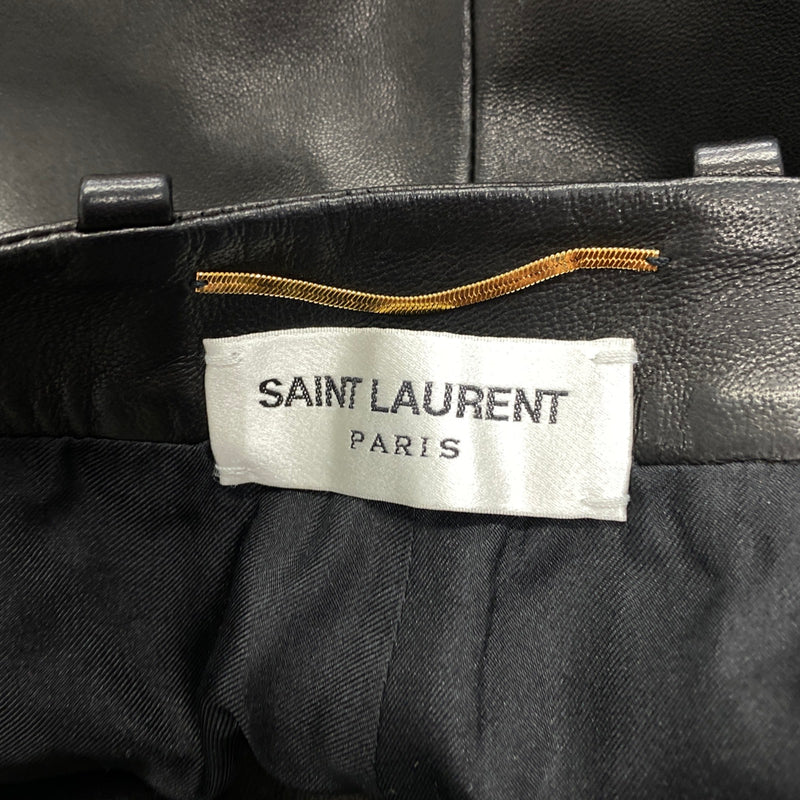 SAINT LAURENT black leather shorts