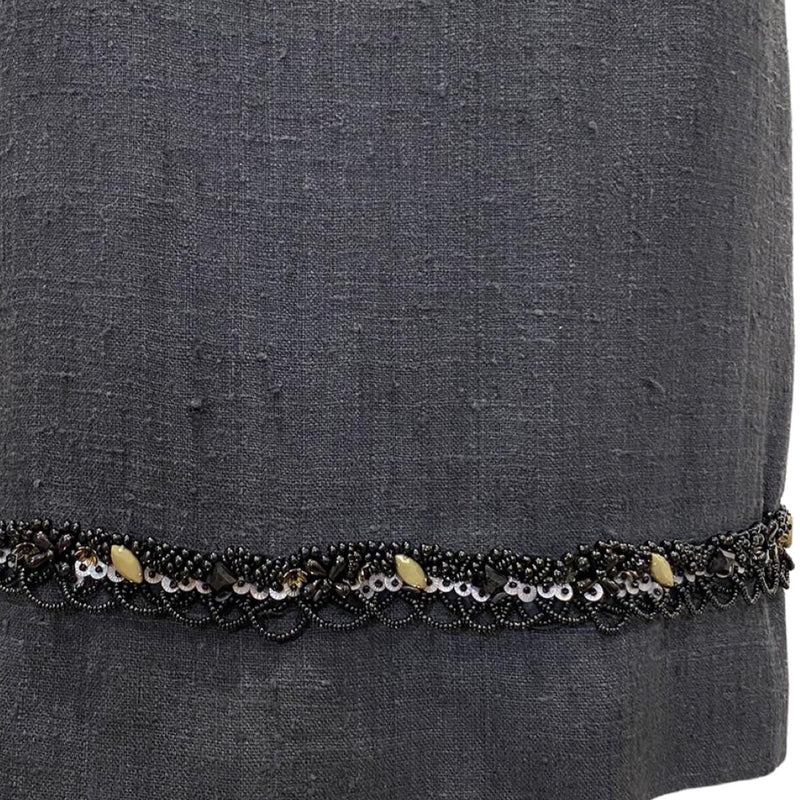 Prada grey silk mid-length dress with embroidery