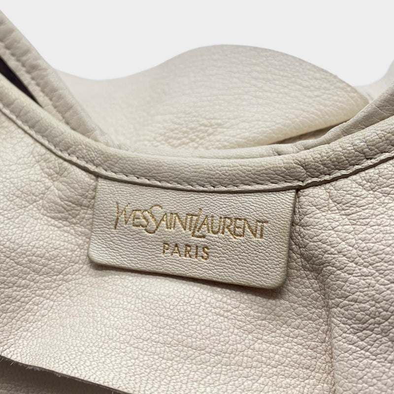 YVES SAINT LAURENT ecru ruffled leather handbag