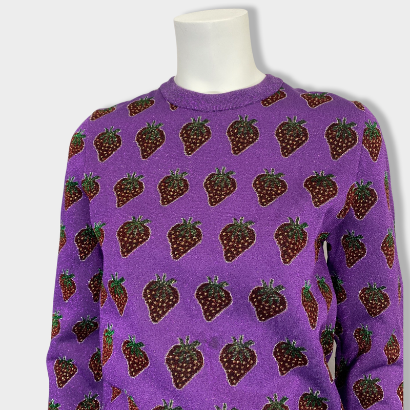 pre-owned GUCCI purple sparkling jumper | Size XS