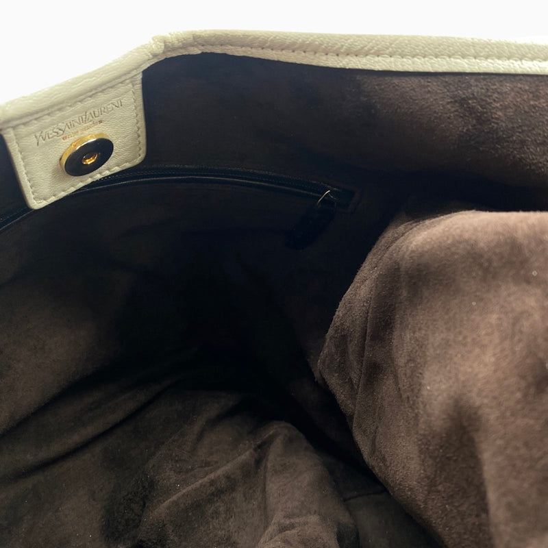 YVES SAINT LAURENT ecru ruffled leather handbag