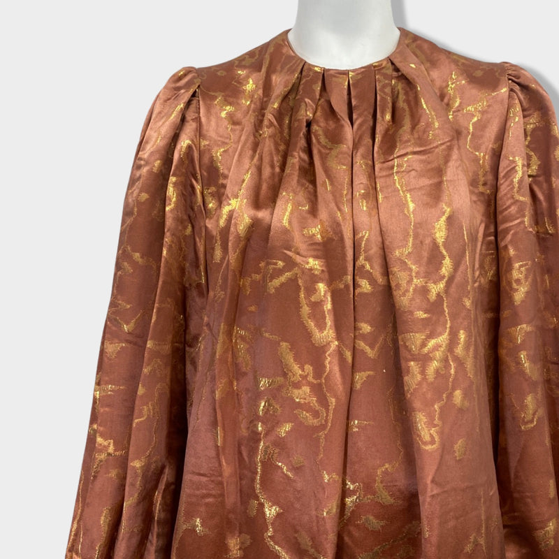 second-hand ALEXANDER MCQUEEN peach and gold silk brocade dress | Size IT38