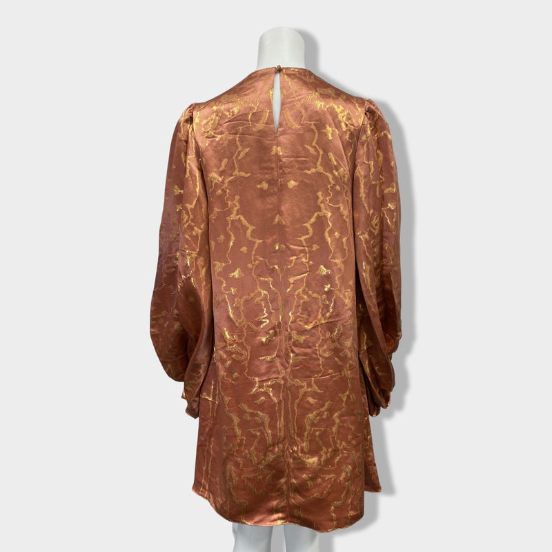 ALEXANDER MCQUEEN peach and gold silk brocade dress