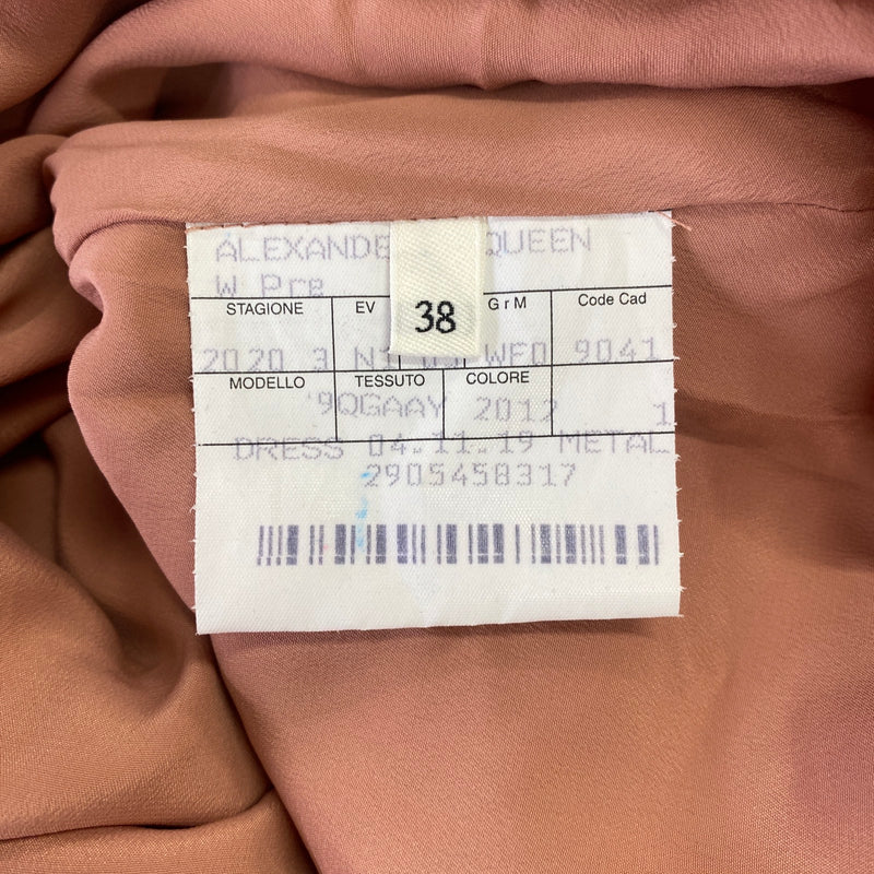 ALEXANDER MCQUEEN peach and gold silk brocade dress