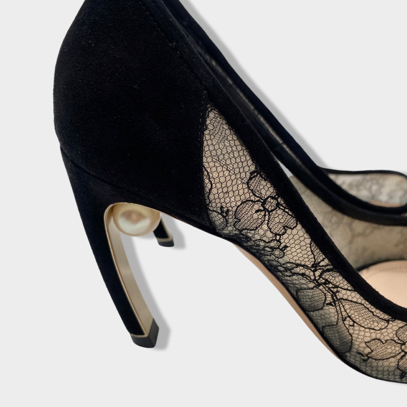 NICHOLAS KIRKWOOD black lace and suede pumps with pearl details – Loop  Generation