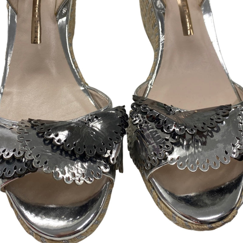 SOPHIA WEBSTER silver patent leather wedges