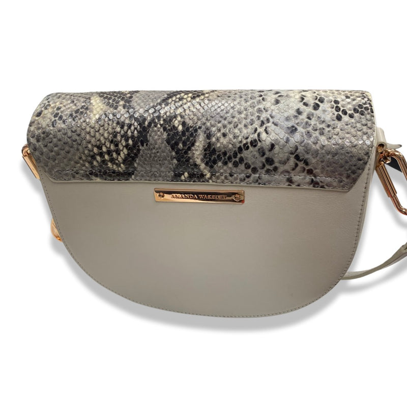 AMANDA WAKELEY grey python leather bag with rose gold hardware