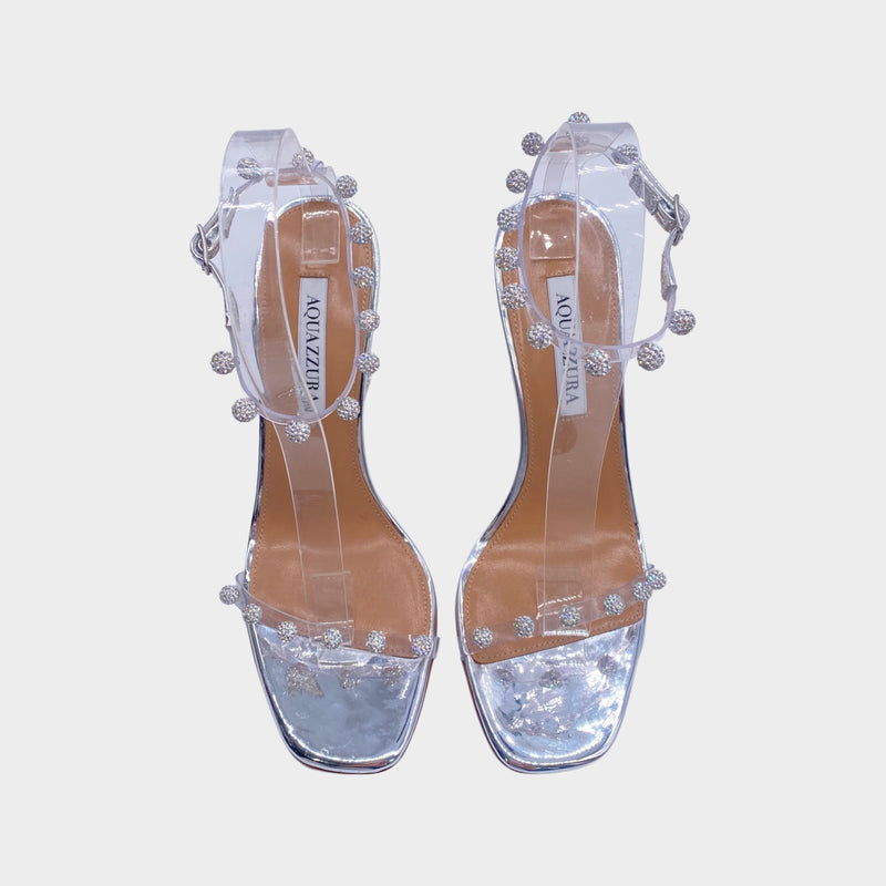 AQUAZZURA silver Secrets 95 Sandal heels