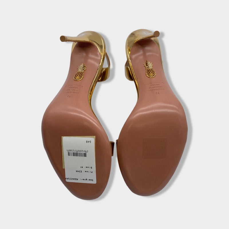 AQUAZZURA glitter gold sandal heels