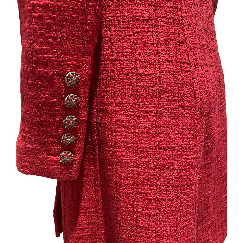 CHANEL red tweed double-breasted coat
