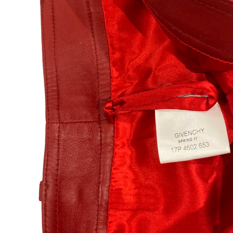 GIVENCHY red leather mini skirt