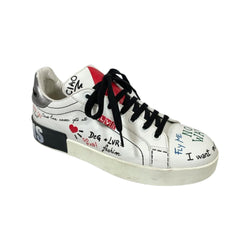 pre-owned DOLCE&GABBANA white sneakers with multicolour graffiti print | Size 38