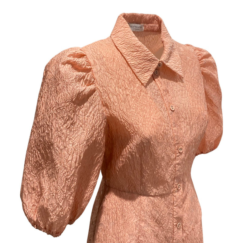 HOFMANN peach brocade mini dress
