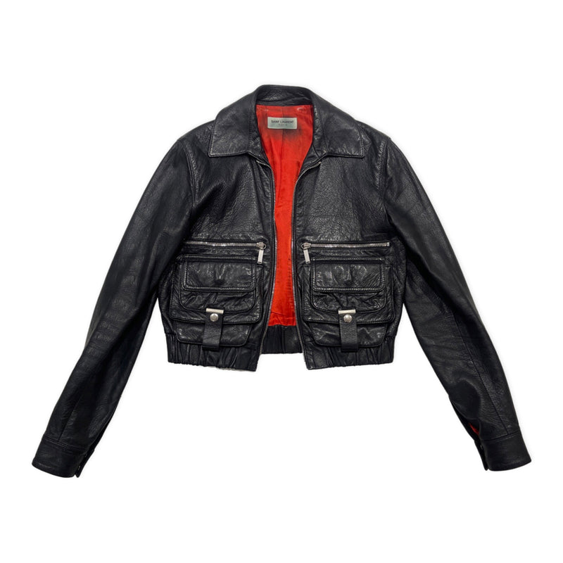second hand Saint Laurent black leather biker jacket