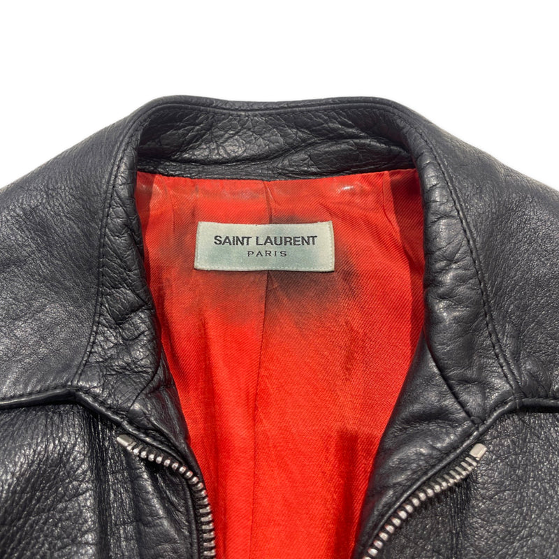 pre loved used Saint Laurent black leather biker jacket