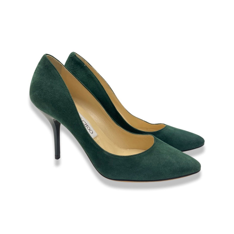 second-hand JIMMY CHOO emerald green suede pumps | Size 36