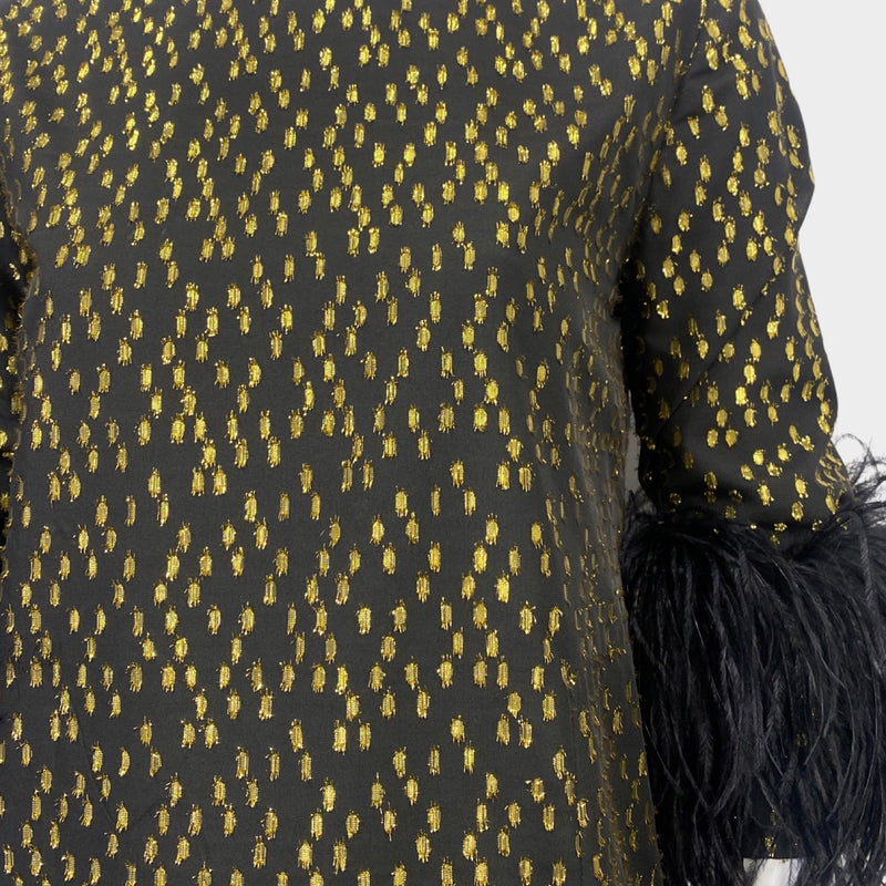 16ARLINGTON gold and black feather dress