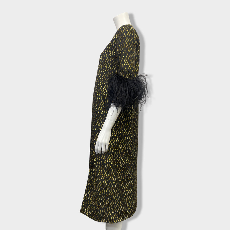 16ARLINGTON gold and black feather dress