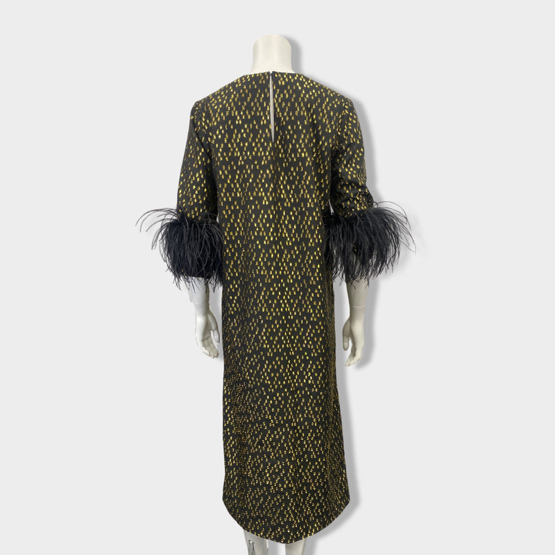 16ARLINGTON gold and black feather dress