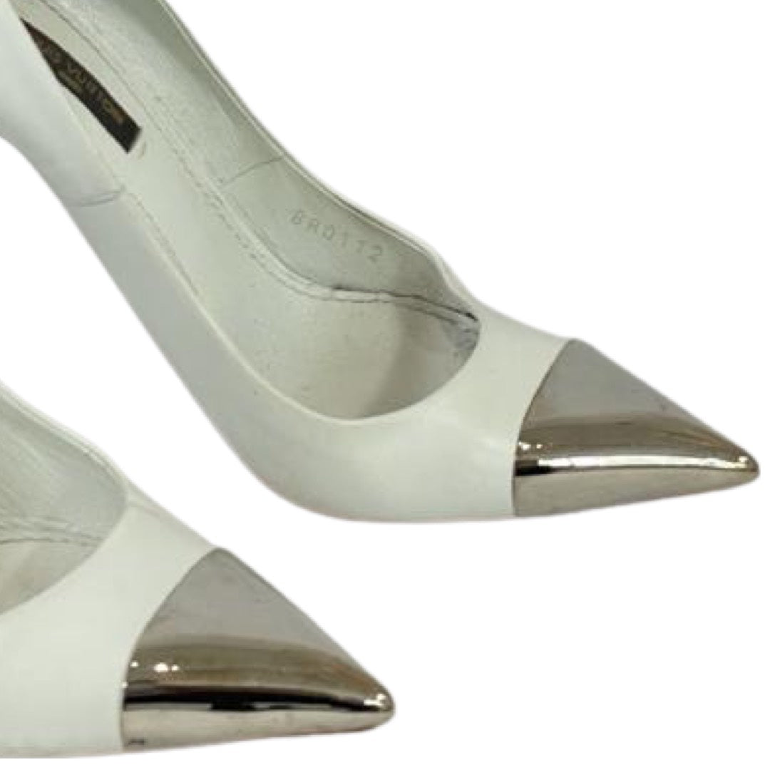 Chérie leather heels Louis Vuitton White size 38.5 EU in Leather - 18124721