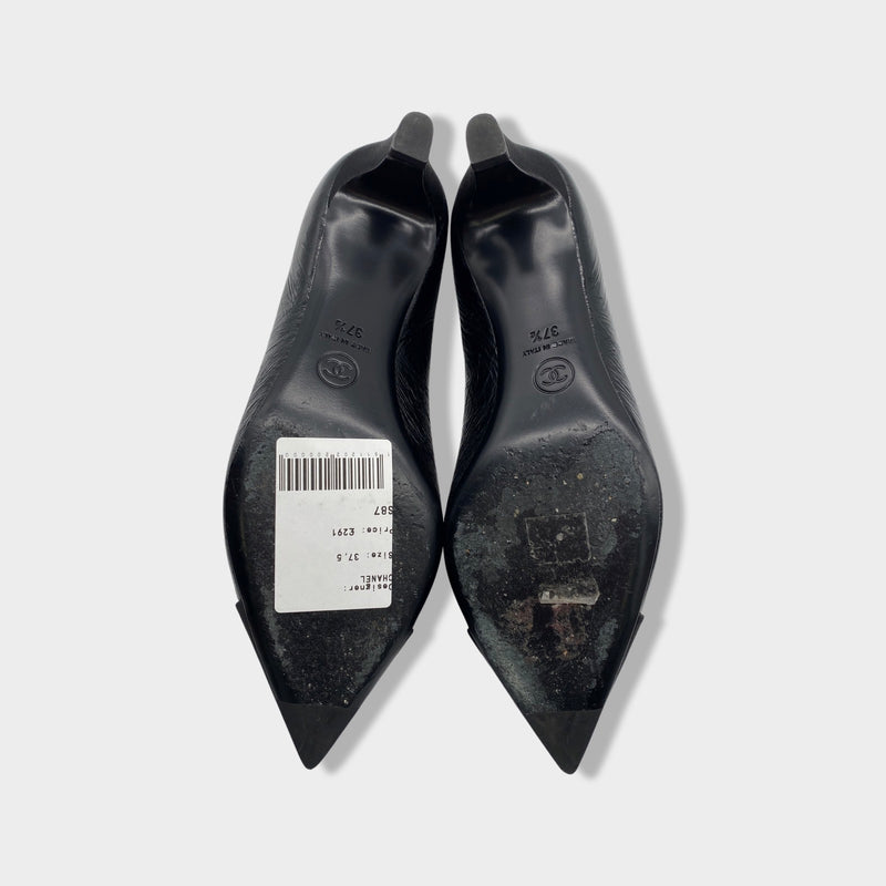 CHANEL Gabrielle Coco leather kitten-heel pumps